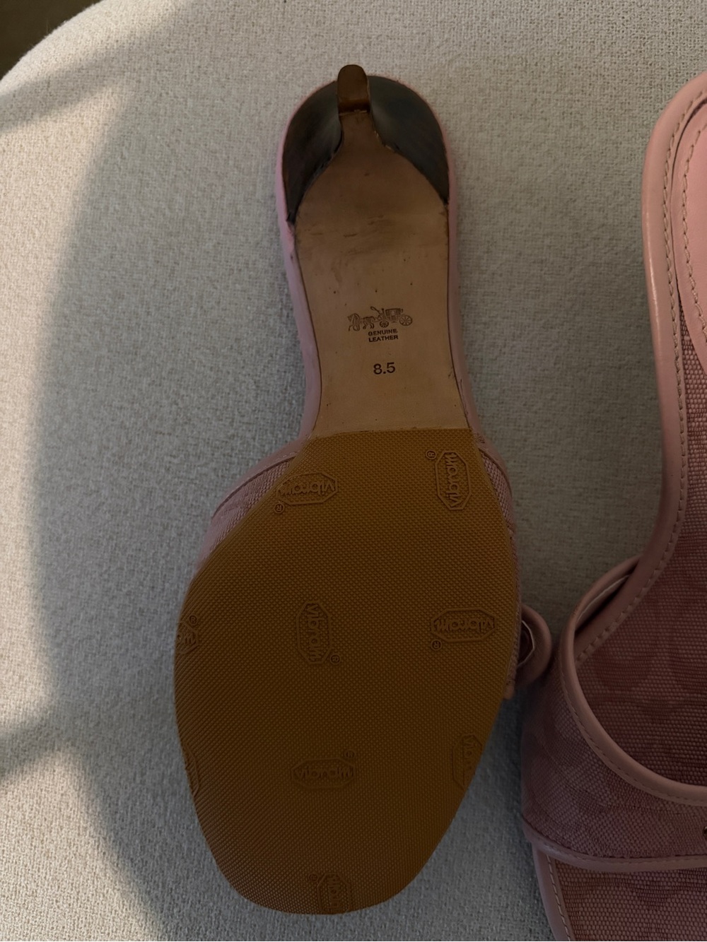 Coach Blush Pink Logo Jacquard Slide Mules with Gold Buckle - Picture 4 of 8